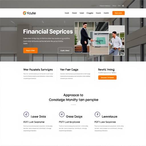 Corporate website design for Global Finance Solutions, featuring professional imagery and clear information architecture.