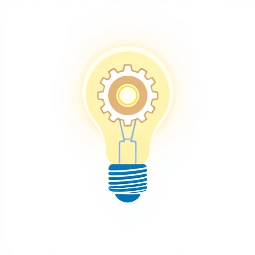 Icon representing branding, a lightbulb with gears inside.
